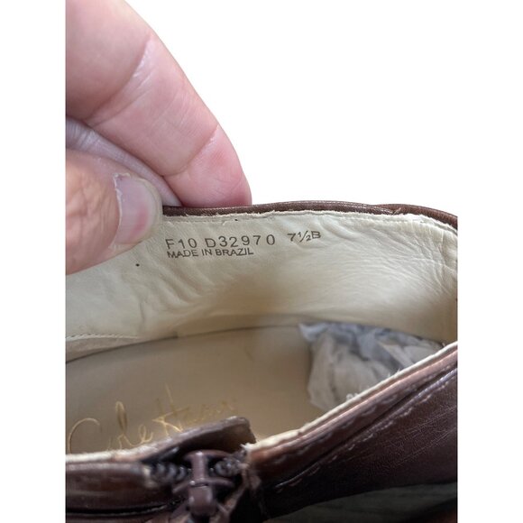 Cole Haan womans brown leather Kitt heels ankle boots Sz 7.5B SKU 9617 - Picture 6 of 13